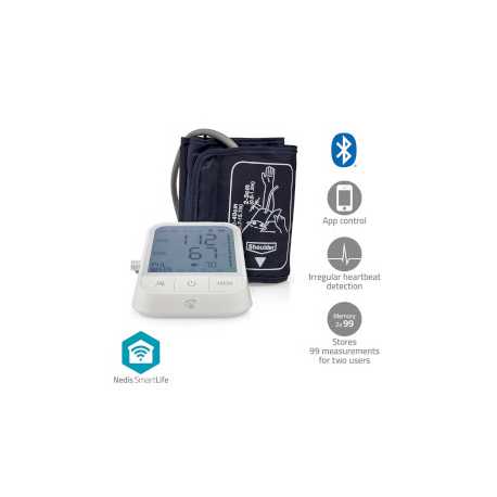 SmartLife Bloeddrukmeter | Arm | Bluetooth® | LCD-Scherm | 22 - 42 cm | Aanduiding van stil houden / Detectie van onregelmatige 