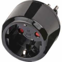 Reisstekker / reisadapter (reisstekkeradapter voor: Italië-stopcontact en Eurostekker) zwart