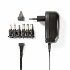 Universele AC-Stroomadapter | 12 W | 3 - 12 V DC | 1.80 m | 1.0 A | 6 plug(s) | Zwart