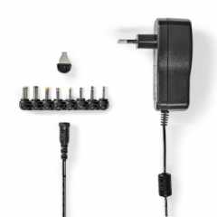 Universele AC-Stroomadapter | 18 W | 3 - 12 V DC | 1.10 m | 1.5 A | 8 plug(s) | Zwart