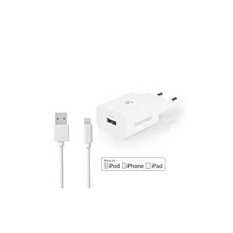 Oplader | 12 W | Snellaad functie | 1x 2.4 A | Outputs: 1 | USB-A | Lightning 8-Pins (Los) Kabel | 1.00 m | Single Voltage Outpu