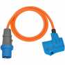 CEE Adapterkabel Camping 1,5 m kabel in oranje (CEE-stekker en hoekkoppeling incl. combinatiecontactdoos, 230V/16A, voor permane