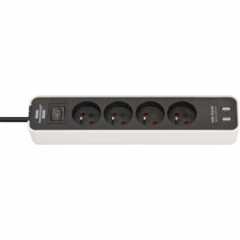 Ecolor stekkerdoos met USB 4voudig wit/zwart 1.50 m H05VVF3G1,5 TYPE E