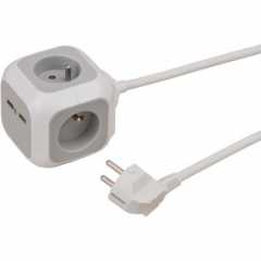 ALEA-Power USB-Charger Stekkerblok 4-voudig 1.40 m H05VV-F 3G1,5 TYPE E