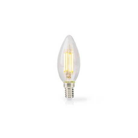 LED-Filamentlamp E14 | Kaars | 4.5 W | 470 lm | 2700 K | Dimbaar | Warm Wit | Retrostijl | 1 Stuks | Doorzichtig
