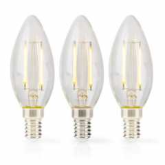 LED-Filamentlamp E14 | Kaars | 4.5 W | 470 lm | 2700 K | Dimbaar | Warm Wit | Retrostijl | 3 Stuks | Doorzichtig