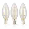LED-Filamentlamp E14 | Kaars | 4.5 W | 470 lm | 2700 K | Dimbaar | Warm Wit | Retrostijl | 3 Stuks | Doorzichtig