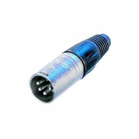 4-polige mannelijke kabelconnector met nikkelen behuizing en zilveren contacten