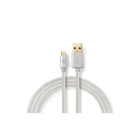 USB-Kabel | USB 2.0 | USB-A Male | USB Micro-B Male | 10 W | 480 Mbps | Verguld | 3.00 m | Rond | Gevlochten / Nylon | Aluminium