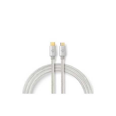 USB-Kabel | USB 2.0 | USB-C™ Male | USB Micro-B Male | 10 W | 480 Mbps | Verguld | 2.00 m | Rond | Gevlochten / Nylon | Aluminiu