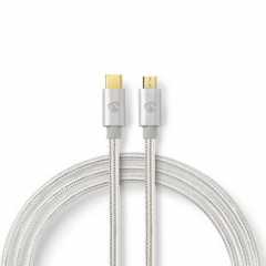USB-Kabel | USB 2.0 | USB-C™ Male | USB Micro-B Male | 10 W | 480 Mbps | Verguld | 3.00 m | Rond | Gevlochten / Nylon | Aluminiu