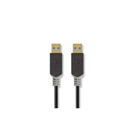 USB-Kabel | USB 3.2 Gen 1 | USB-A Male | USB-A Male | 5 Gbps | Verguld | 2.00 m | Rond | PVC | Antraciet | Doos