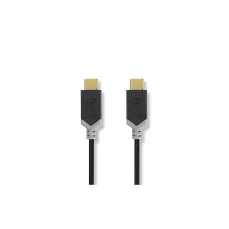 USB-Kabel | USB 3.2 Gen 1 | USB-C™ Male | USB-C™ Male | 60 W | 4K@60Hz | 5 Gbps | Vernikkeld | 1.00 m | Rond | PVC | Antraciet |