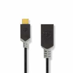 USB-C™ Adapter | USB 3.2 Gen 1 | USB-C™ Male | USB-A Female | 5 Gbps | 0.15 m | Rond | Vernikkeld | PVC | Antraciet | Doos