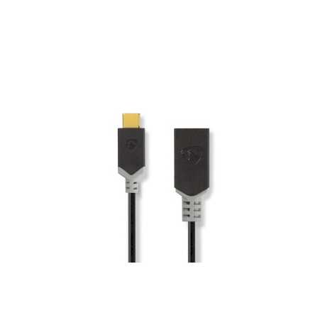 USB-C™ Adapter | USB 3.2 Gen 1 | USB-C™ Male | USB-A Female | 5 Gbps | 0.15 m | Rond | Vernikkeld | PVC | Antraciet | Doos