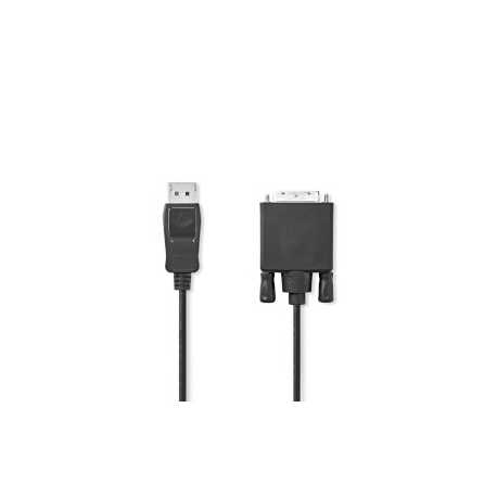 DisplayPort-Kabel | DisplayPort Male | DVI-D 24+1-Pins Male | 1080p | Vernikkeld | 3.00 m | Rond | PVC | Zwart | Polybag