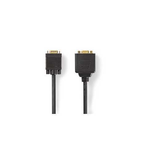 VGA-Kabel | VGA Male | 2x VGA Female | Verguld | Maximale resolutie: 1280x768 | 0.20 m | Rond | ABS | Zwart | Polybag