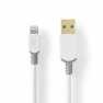 Lightning Kabel | USB 2.0 | Apple Lightning 8-Pins | USB-A Male | 480 Mbps | Verguld | 2.00 m | Rond | PVC | Grijs / Wit | Doos