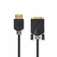 HDMI™ Kabel | HDMI™ Connector | DVI-D 24+1-Pins Male | 1080p | Verguld | 2.00 m | Recht | PVC | Antraciet | Window Box met Euro 