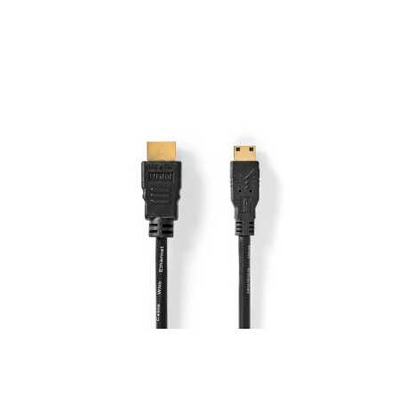 High Speed ​​HDMI™-Kabel met Ethernet | HDMI™ Connector | HDMI™ Mini-Connector | 4K@30Hz | 10.2 Gbps | 3.00 m | Rond | PVC | Zwa