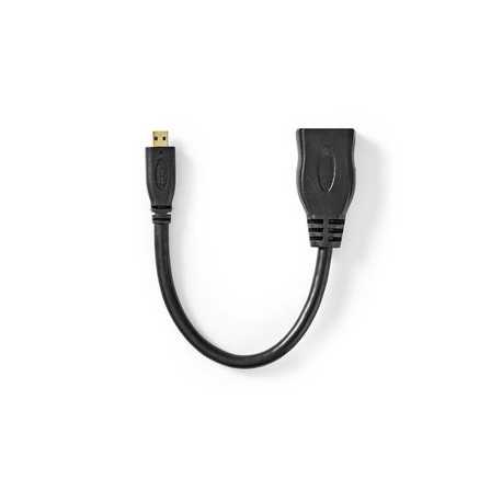 High Speed ​​HDMI™-Kabel met Ethernet | HDMI™ Micro-Connector | HDMI™ Output | 4K@30Hz | 10.2 Gbps | 0.20 m | Rond | PVC | Zwart