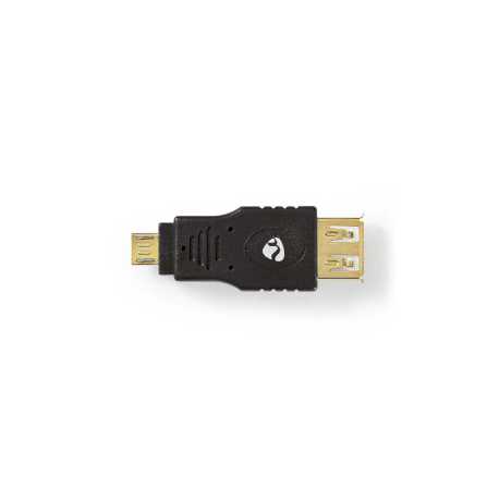 USB Micro-B Adapter | USB 2.0 | USB Micro-B Male | USB-A Female | 480 Mbps | Verguld | PVC | Antraciet | Doos
