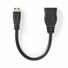High Speed ​​HDMI™-Kabel met Ethernet | HDMI™ Mini-Connector | HDMI™ Output | 4K@30Hz | 10.2 Gbps | 0.20 m | Rond | PVC | Zwart 