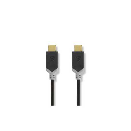 USB-Kabel | USB 3.2 Gen 1 | USB-C™ Male | USB-C™ Male | 60 W | 4K@60Hz | 5 Gbps | Verguld | 2.00 m | Rond | PVC | Zwart | Doos