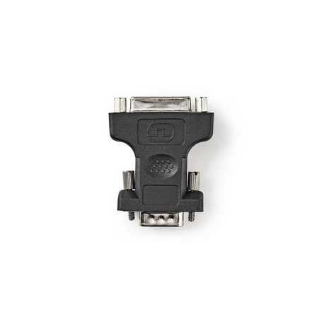 VGA-Adapter | VGA Male | DVI-I 24+5-Pins Female | Vernikkeld | Recht | ABS / Metaal | Zwart | Polybag