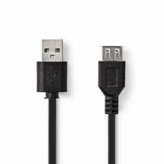USB-Kabel | USB 2.0 | USB-A Male | USB-A Female | 480 Mbps | Vernikkeld | 0.20 m | Rond | PVC | Zwart | Envelop