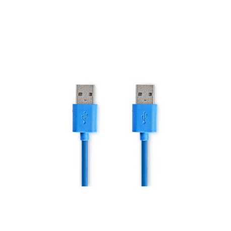 USB-Kabel | USB 3.2 Gen 1 | USB-A Male | USB-A Male | 5 Gbps | Vernikkeld | 1.00 m | Rond | PVC | Blauw | Polybag