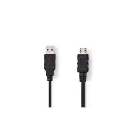 USB-Kabel | USB 2.0 | USB-A Male | USB Micro-A | 480 Mbps | Vernikkeld | 2.00 m | Rond | PVC | Zwart | Polybag