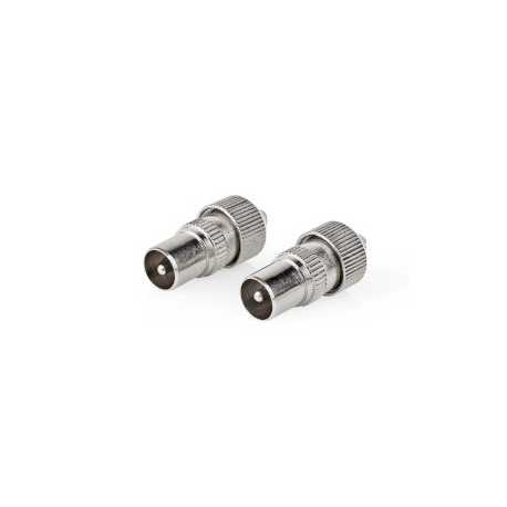 IEC (Coax) Connector | Recht | Male | Vernikkeld | 75 Ohm | Schroef | Diameter kabelinvoer: 7.0 mm | Metaal | Zilver | 2 Stuks |