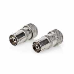 IEC (Coax) Connector | Recht | Female | Vernikkeld | 75 Ohm | Schroef | Diameter kabelinvoer: 7.0 mm | Metaal | Zilver | 2 Stuks