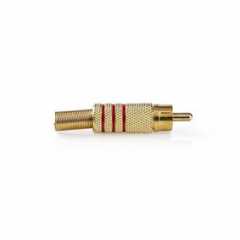 RCA-Connector | Recht | Male | Verguld | Soldeer | Diameter kabelinvoer: 7.0 mm | Metaal | Goud / Rood | 10 Stuks | Envelop