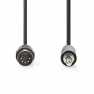 DIN-Audiokabel | DIN 5-Pins Male | 3,5 mm Male | Vernikkeld | 1.00 m | Rond | PVC | Zwart | Envelop