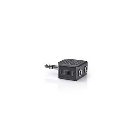 Stereo-Audioadapter | 3,5 mm Male | 2x 3,5 mm Female | Vernikkeld | Recht | ABS | Zwart | 1 Stuks | Doos