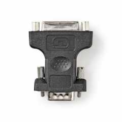 VGA-Adapter | VGA Male | DVI-I 24+5-Pins Female | Vernikkeld | Recht | ABS / Metaal | Zwart | Blister