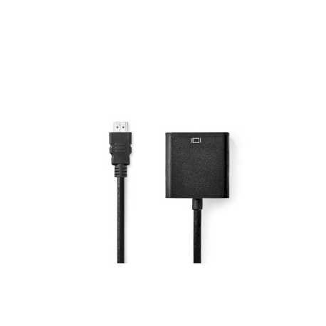 HDMI™-Adapter | HDMI™ Connector | VGA Female 15p / 3,5 mm Female | Vernikkeld | Recht | PVC | Zwart | 1 Stuks | Doos