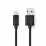 Lightning Kabel | USB 2.0 | Apple Lightning 8-Pins | USB-A Male | 480 Mbps | Vernikkeld | 1.00 m | Rond | PVC | Zwart | Doos