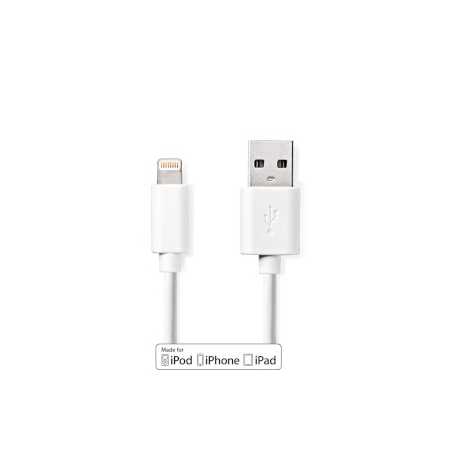 Lightning Kabel | USB 2.0 | Apple Lightning 8-Pins | USB-A Male | 480 Mbps | Vernikkeld | 1.00 m | Rond | PVC | Wit | Doos
