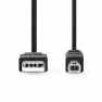USB-Kabel | USB 2.0 | USB-A Male | USB-B Male | 480 Mbps | Vernikkeld | 2.00 m | Rond | PVC | Zwart | Doos