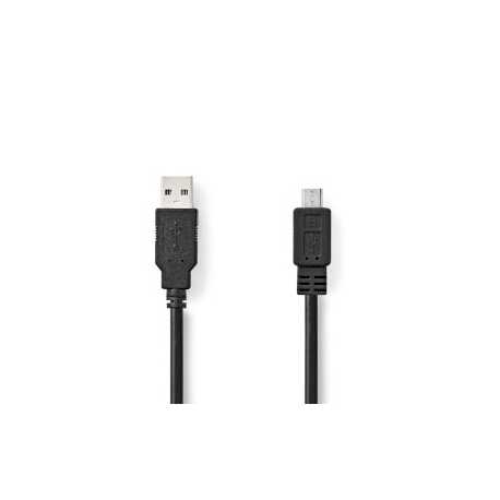 USB-Kabel | USB 2.0 | USB-A Male | USB Micro-B Male | 480 Mbps | Vernikkeld | 2.00 m | Rond | PVC | Zwart | Doos