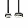 USB-Kabel | USB 2.0 | USB-A Male | USB-C™ Male | 15 W | 480 Mbps | Vernikkeld | 1.00 m | Rond | PVC | Zwart | Doos
