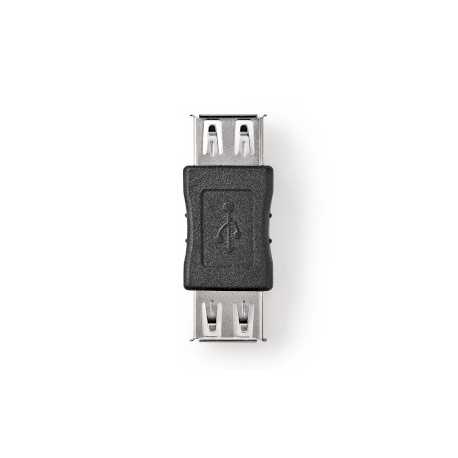 USB-A Adapter | USB 2.0 | USB-A Female | USB-A Female | 480 Mbps | Rond | Vernikkeld | PVC | Zwart | Doos