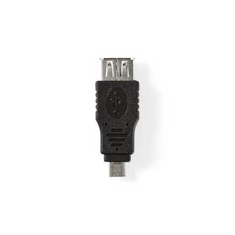 USB Micro-B Adapter | USB 2.0 | USB Micro-B Male | USB-A Female | 480 Mbps | Vernikkeld | PVC | Zwart | Blister
