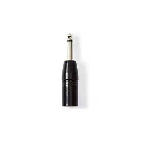 XLR-Adapter | XLR 3-Pins Male | 6,35 mm Male | Vernikkeld | Recht | Metaal | Zwart | 1 Stuks | Polybag