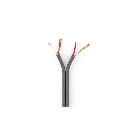 Audiokabel | 2 x 0.16 mm² | Koper | 100.0 m | Rond | PVC | Donkergrijs | Rol