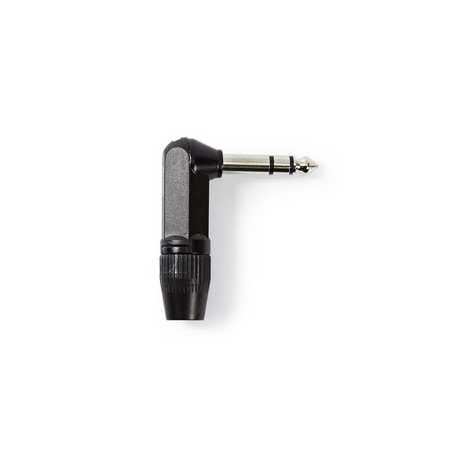 6,35 mm Audioconnector | Gehoekt | Male | Vernikkeld | Soldeer | Diameter kabelinvoer: 8.0 mm | Aluminium | Zwart | Polybag | 1 