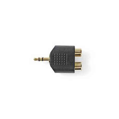 Stereo-Audioadapter | 3,5 mm Male | 2x RCA Female | Verguld | Recht | ABS | Zwart | 10 Stuks | Polybag